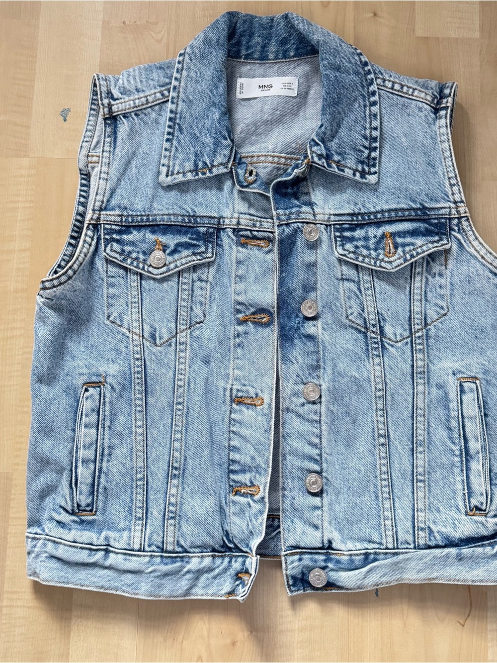 Mango Light Wash Women’s Denim Vest in Pale Blue